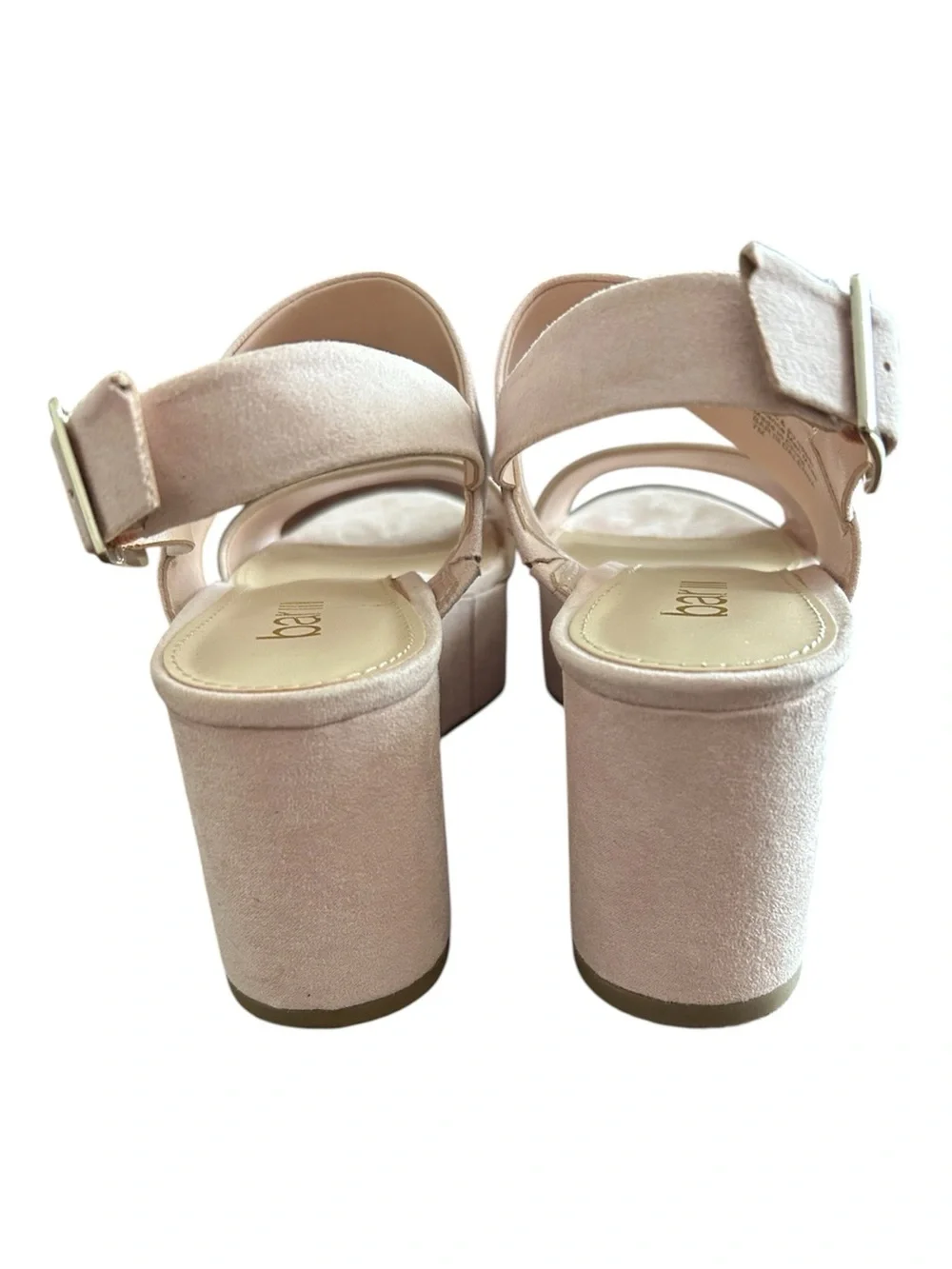 Bar III Blush Pink & Gold Platform Sandals Faux Suede PU Leather Size 7